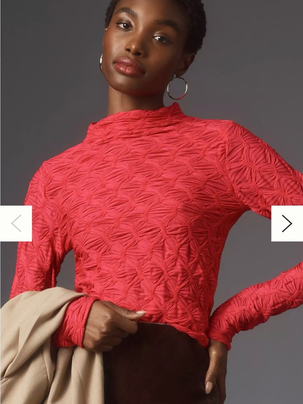 Maeve Textured Mock Neck Top in Raspberry Pink